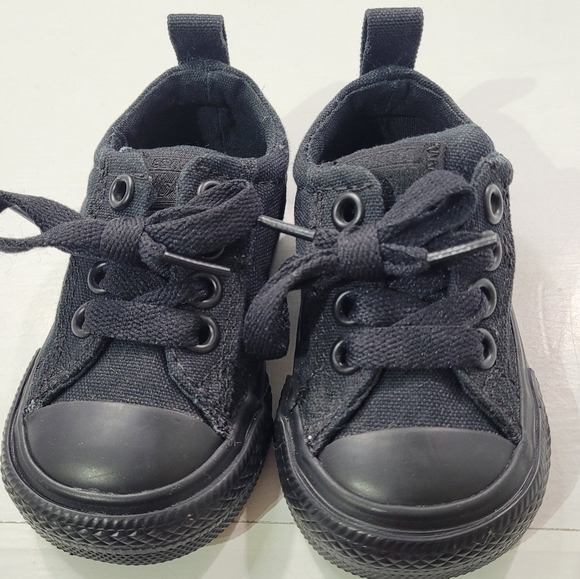 CONVERSE ALL STAR STREET OX LOW MONO BLACK SHOE BABY TODDLER SIZE 4 - Picture 3 of 13